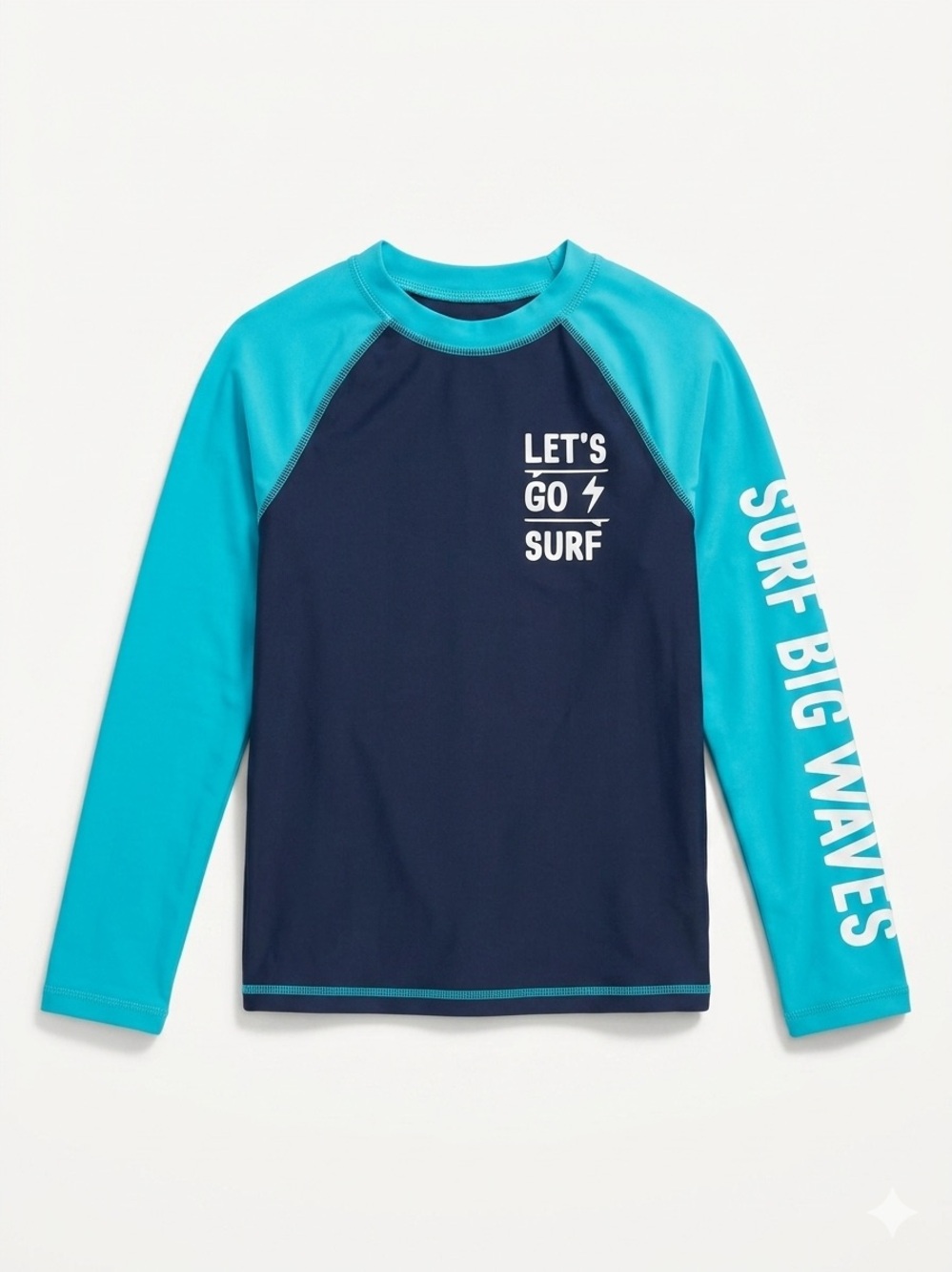 George Boys' Long Sleeve Rashguard - Navy & Teal Size L